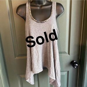 Express Gray Stud-Trim Swing Tank Top